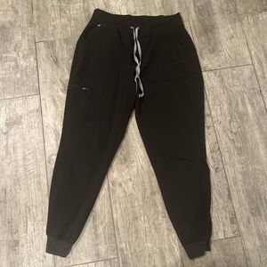 Figs Women’s Black Joggers with Gray Drawstring